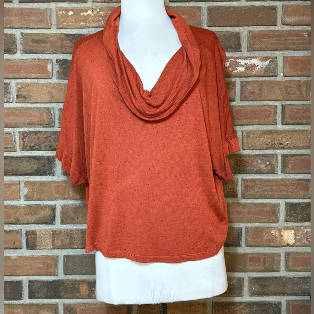 Forever 21 XXI Orange Cowl Neck Dolman Sleeve Knit Top Med Rayon Blend